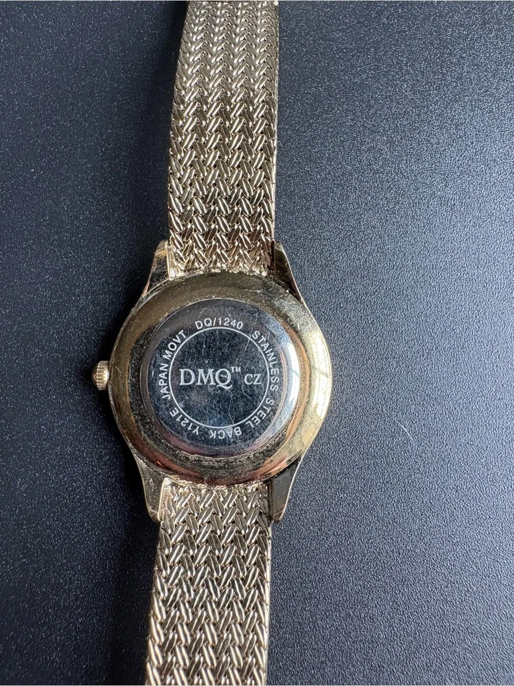 Women's Gold Mesh Bracelet Watch with Rhinestone Bezel